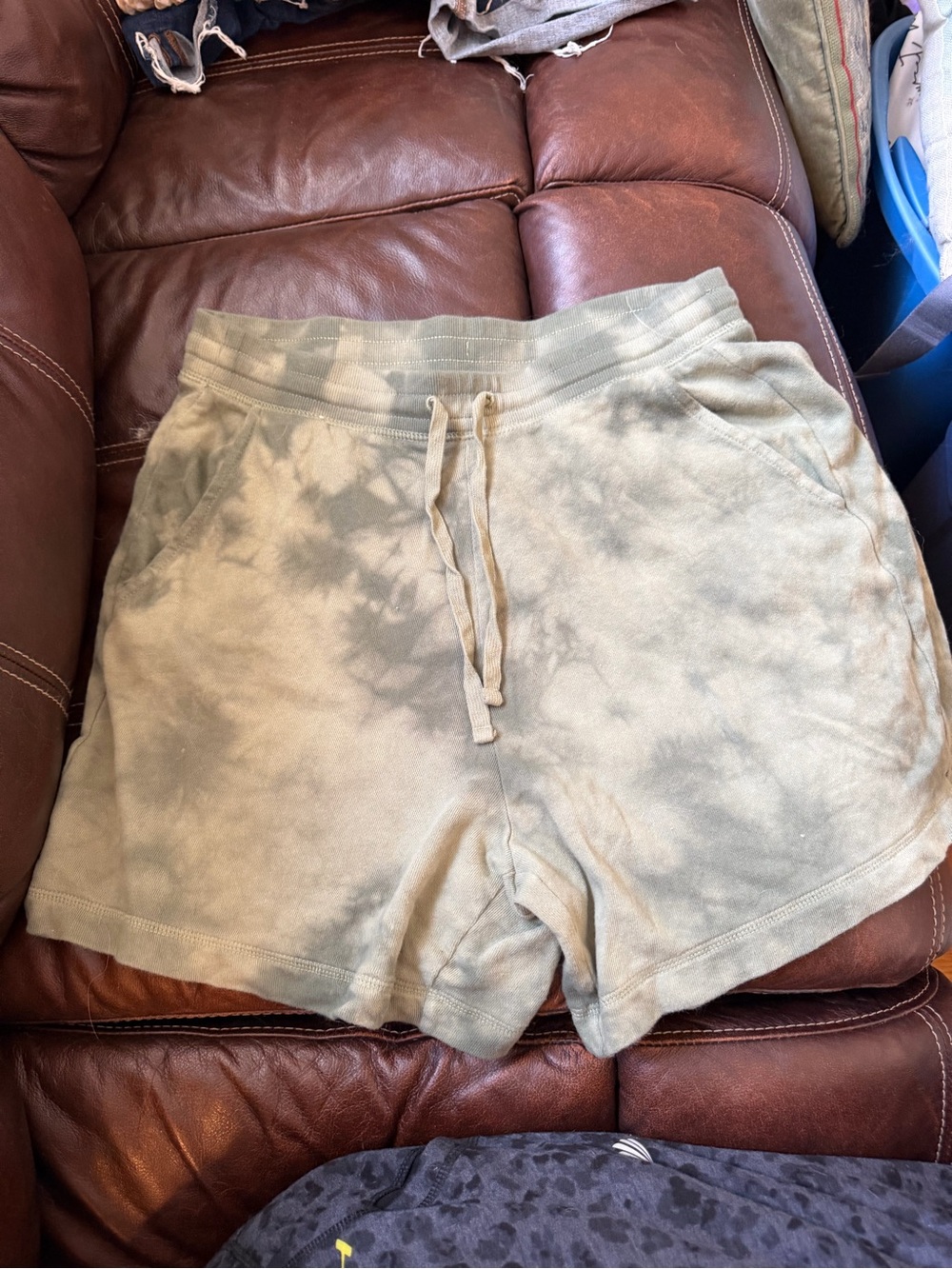 Women’s  Olive Tie-Dye Cotton Drawstring Shorts